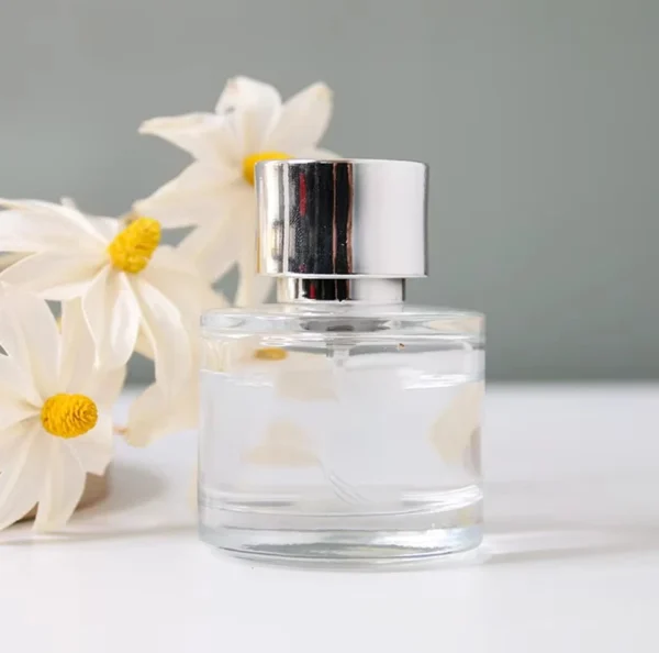 55ml Round Shape Glass Perfume Bottle with Black Cap