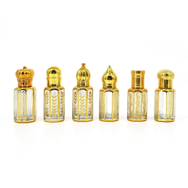 12ml Octagonal Mini Gold Attar Roll-on Bottle