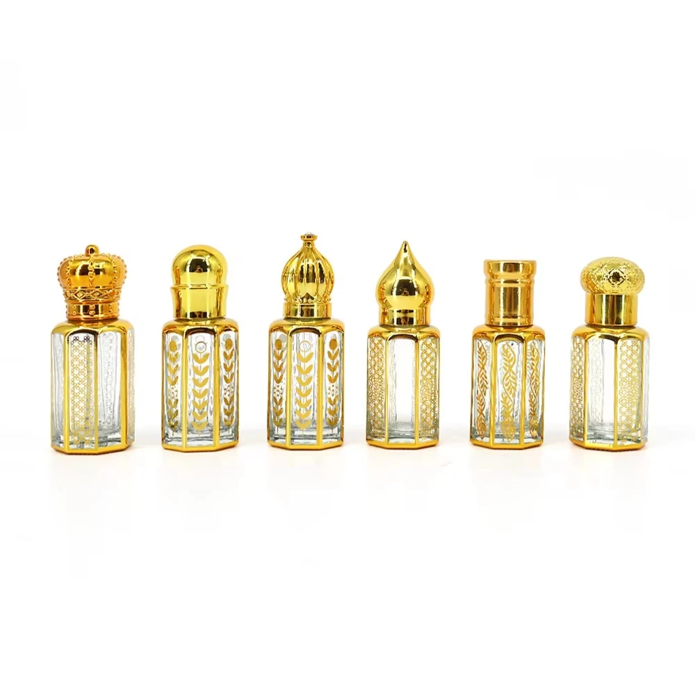 12ml Octagonal Mini Gold Attar Roll-on Bottle