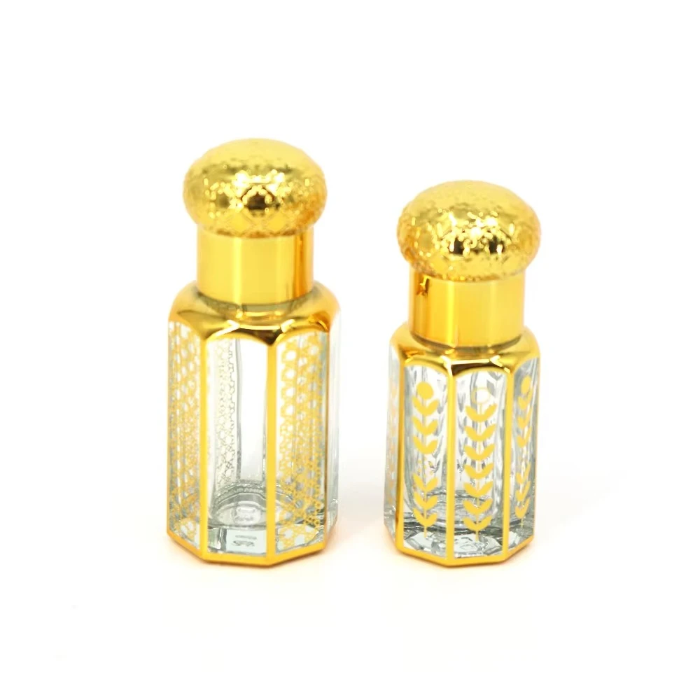 12ml Octagonal Mini Gold Attar Roll-on Bottle