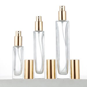 30ml, 50ml and 100ml rectangular glass perfume bottles