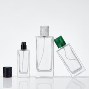 30ml, 50ml and 100ml rectangular glass perfume bottles