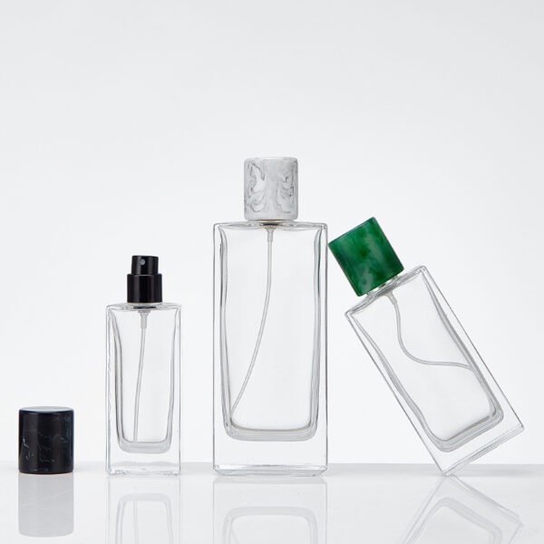 30ml, 50ml and 100ml rectangular glass perfume bottles