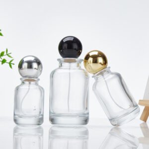 30ml and 50ml cylindrical perfume bottles with spherical caps