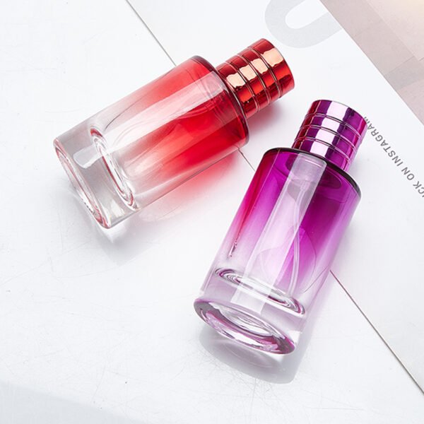 30ml, 50ml and 100ml gradient-coloured cylindrical glass perfume bottles - Image 2