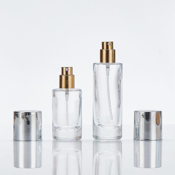 Wholesale supply of 20ml, 30ml and 60ml round, transparent glass bottles with screw caps