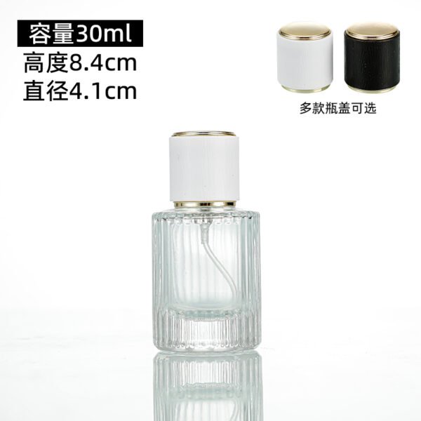 30ml, 50ml and 100ml striped cylindrical glass perfume bottles - Image 2