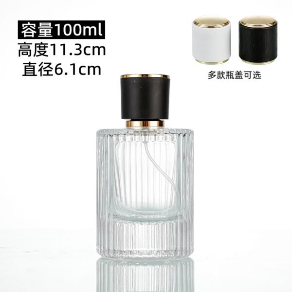 30ml, 50ml and 100ml striped cylindrical glass perfume bottles - Image 4
